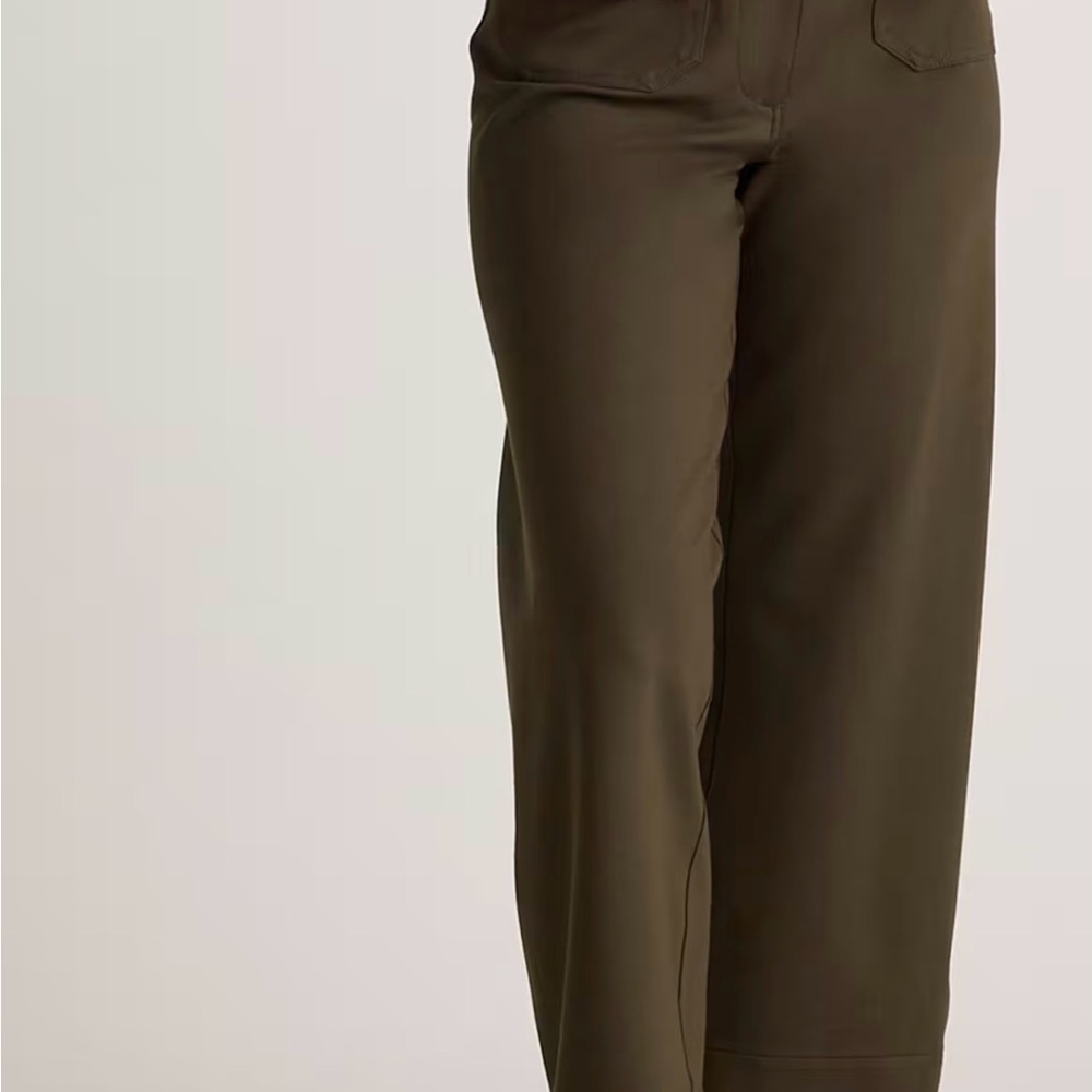 Quince Ultra-Stretch Ponte Cropped Wide Leg Pants- Olive New with tag - Picture 2 of 7